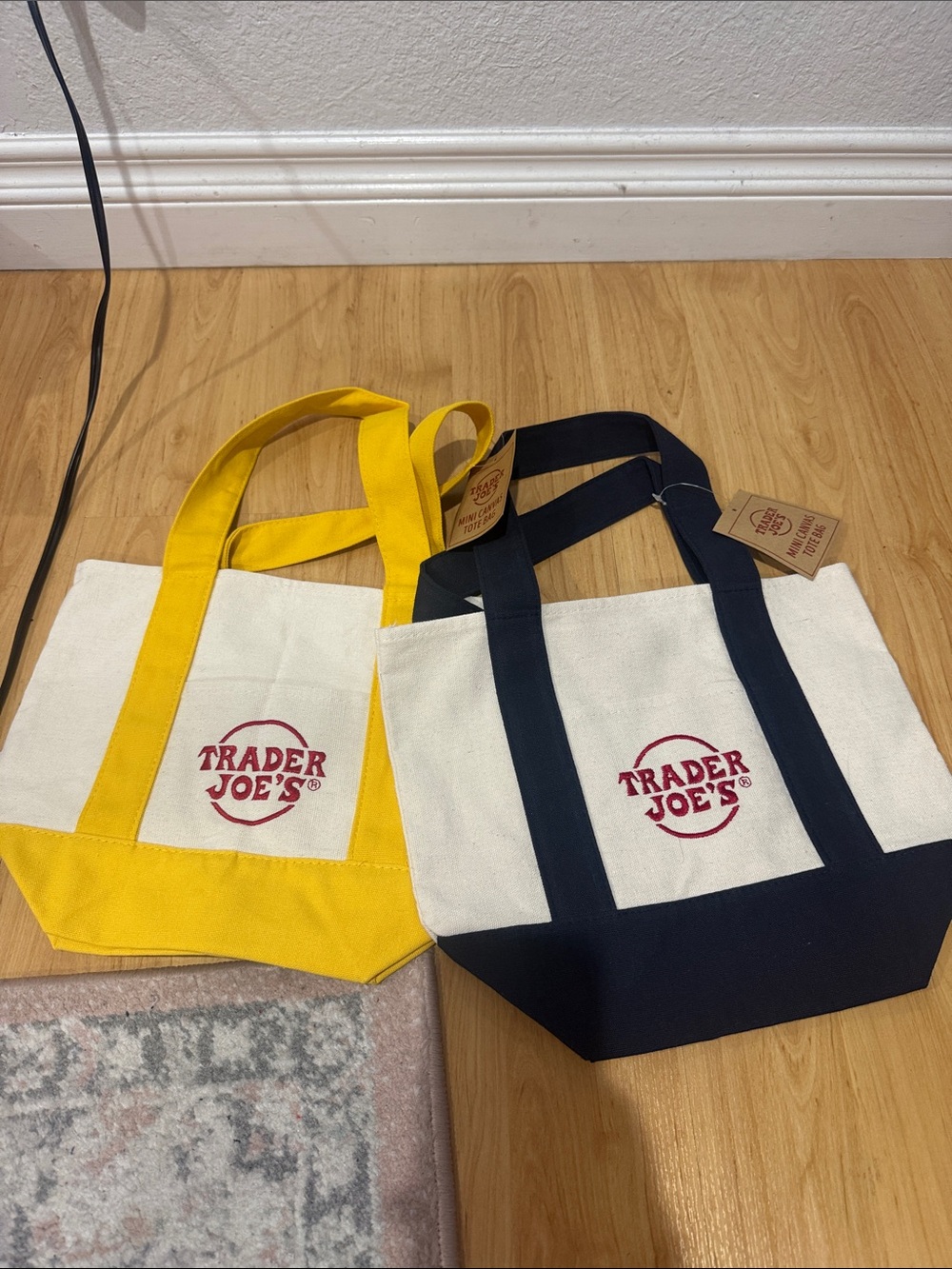Trader Joe's Mini Canvas Tote Bag - Yellow & Navy Options